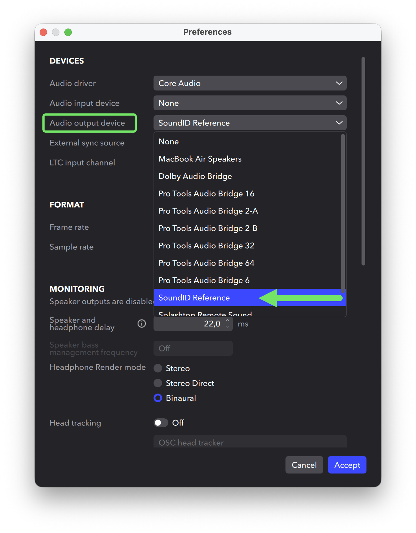 Dolby Atmos Renderer - assign SoundID Reference as output.png